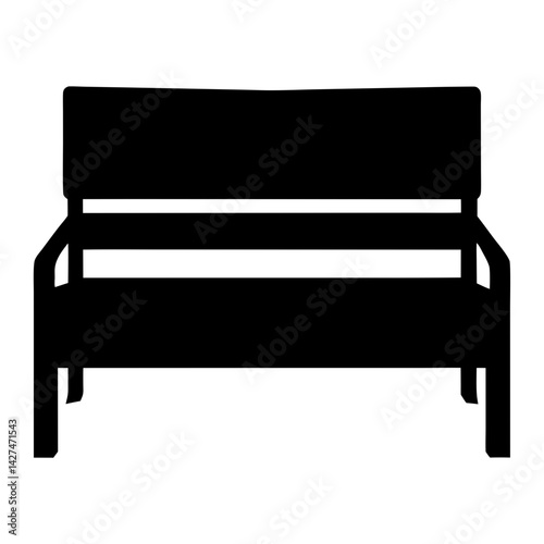 Silhouette of a park bench for relaxing or resting in black
