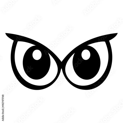 Intense Cartoon Eyes with a Black and White Design Looking Forward