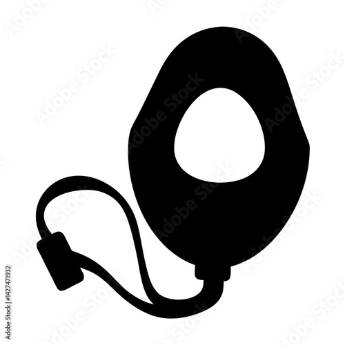 Monochromatic illustration of a black medical device with a strap on white background