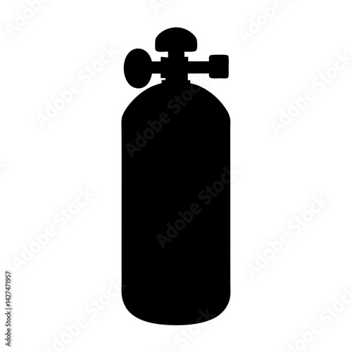 Silhouette of a scuba tank shows safety and preparation for diving adventures