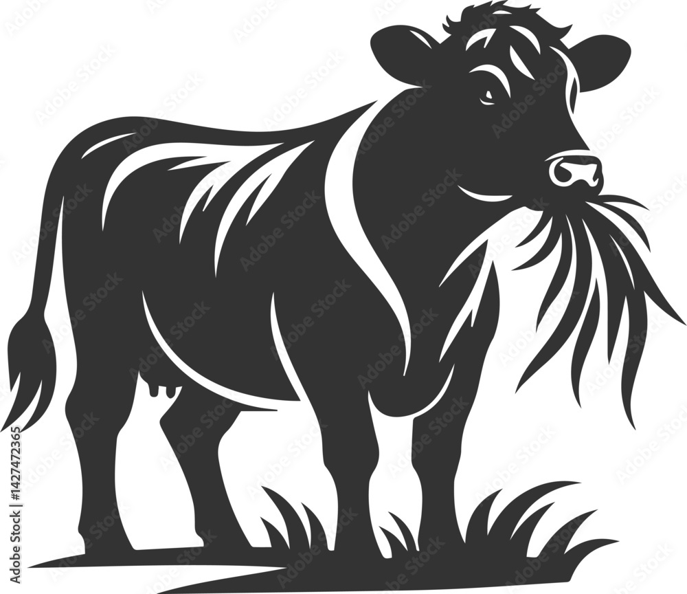 Angus cattle grazing silhouette Angus cattle grazing silhouette