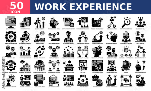 Work experience icon collection set. Simple glyph vector.