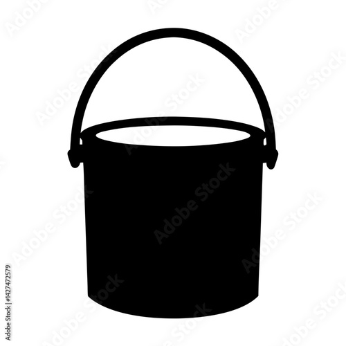 Silhouette of a traditional bucket with a curved handle on a white background