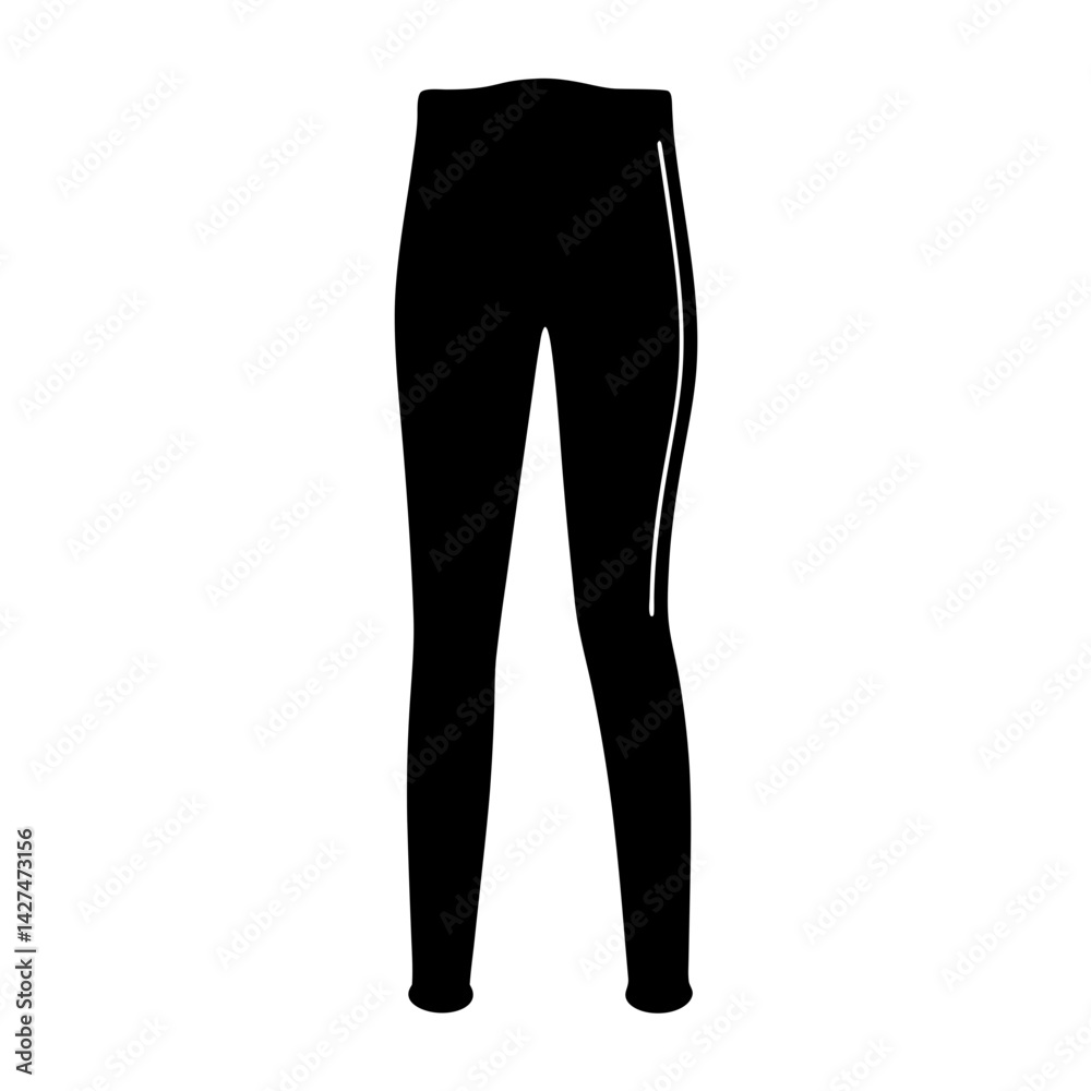 Black leggings with a white stripe running down the side of the leg Black leggings with a white stripe running down the side of the leg