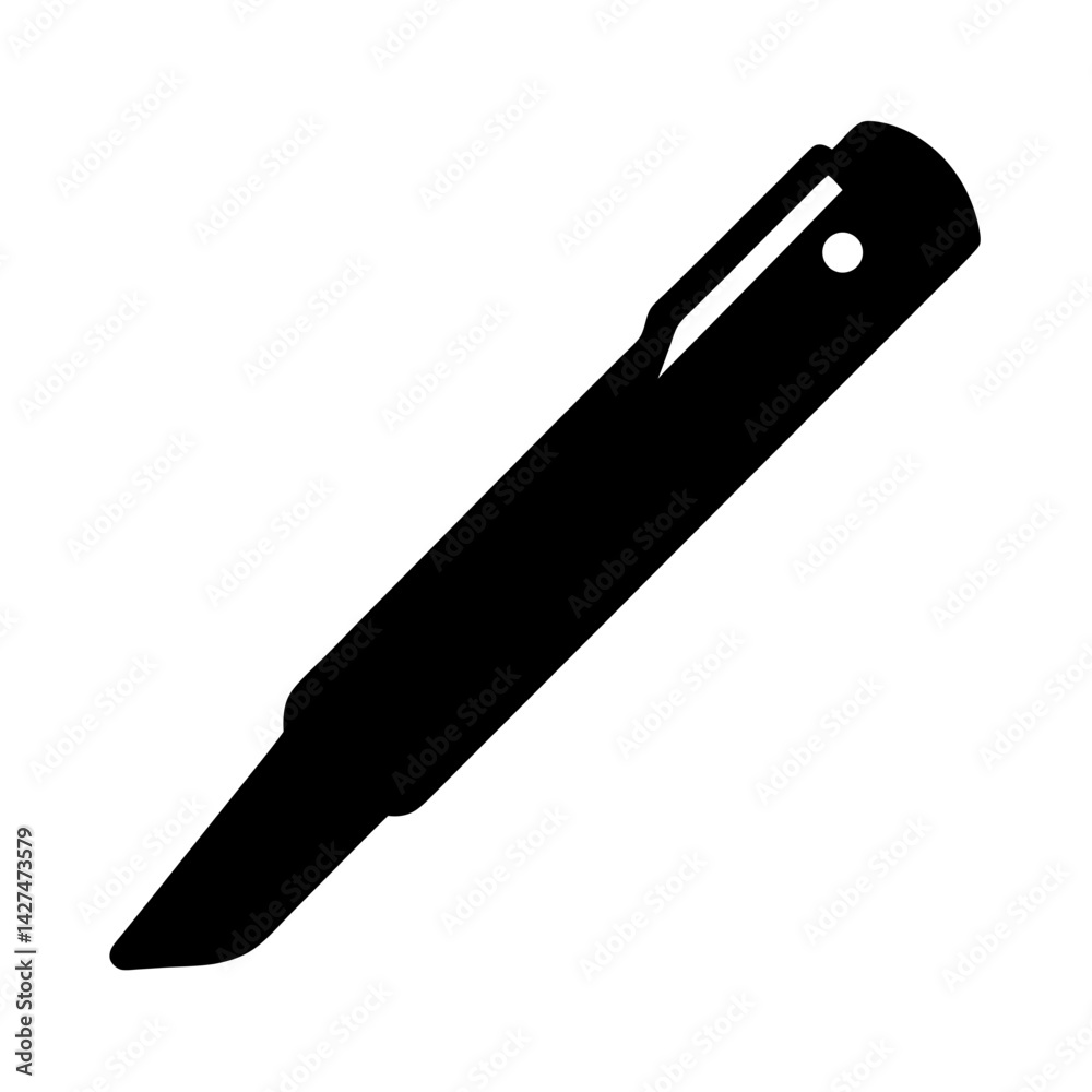 Fototapeta premium Black and White Silhouette Illustration of a Marker Pen with a Lid