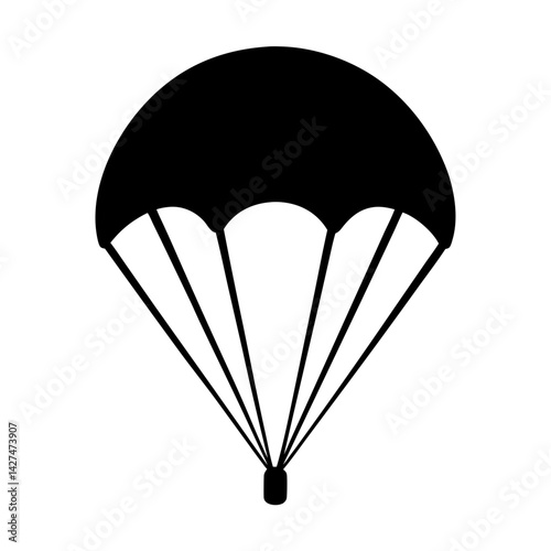 Minimalist Parachute Illustration with Detailed Suspension Lines Against a White Backdrop