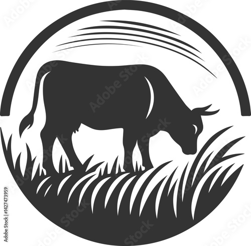 Angus cattle grazing silhouette