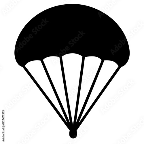 Silhouette of a parachute with lines, illustrating skydiving and recreational activities