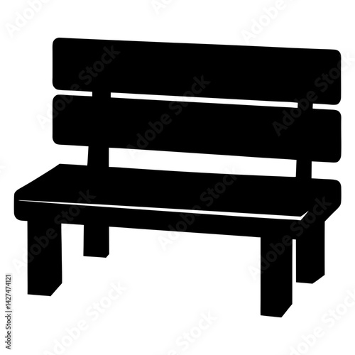 Black silhouette of a park bench perfect for outdoor rest and contemplation