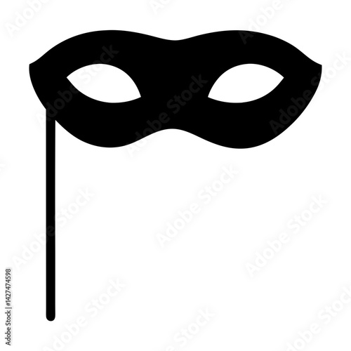 Elegant Black Eye Mask on a Stick for Parties and Masquerades