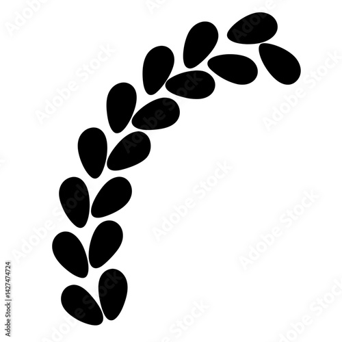 Elegant curved arrangement of black shapes on a white background creates a sophisticated design