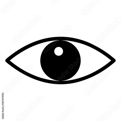A simple illustration of an eye with a pupil and reflection