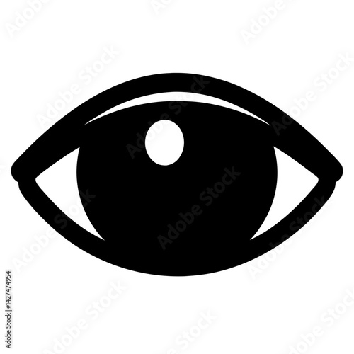 Simple stylized black and white eye icon with a central pupil
