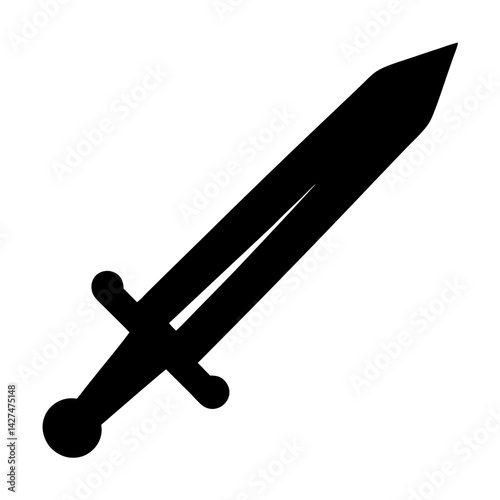 Simple black sword design with a symmetrical blade and rounded pommel
