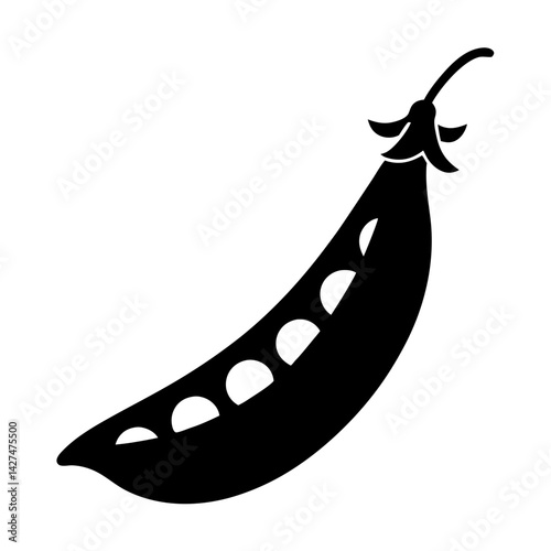 Silhouette of a pea pod with peas, a simple artistic representation