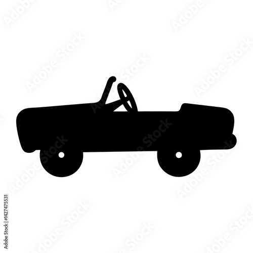 A classic pedal car silhouette reminiscent of a bygone era design