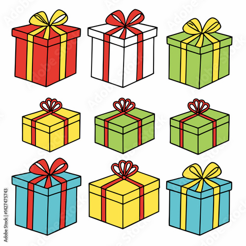 Set of 12 Colorful Gift Boxes