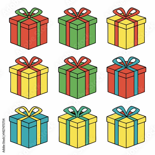 Set of 12 Colorful Gift Boxes