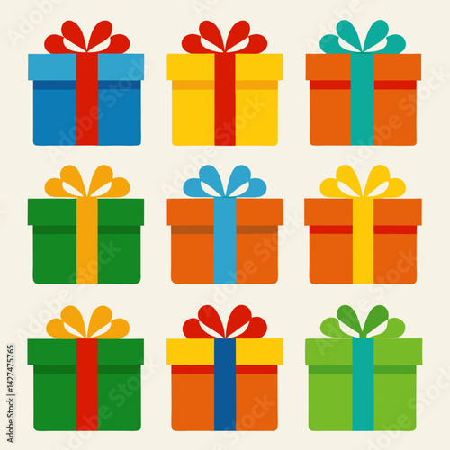 Set of 12 Colorful Gift Boxes