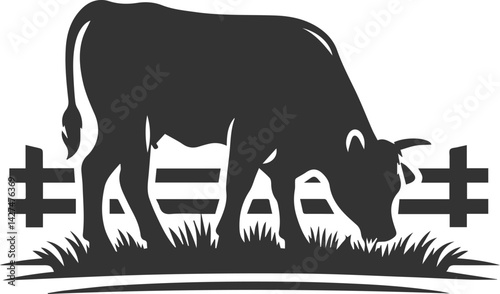 Angus cattle grazing silhouette