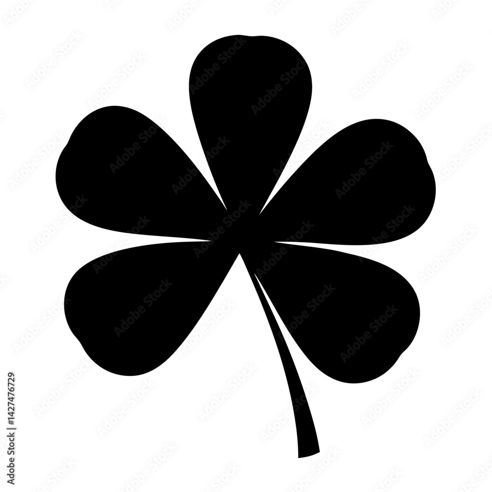 A simple black silhouette of a three leaf clover or shamrock A simple black silhouette of a three leaf clover or shamrock