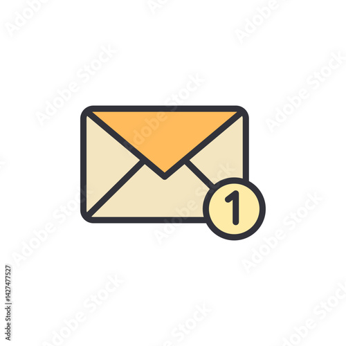Mail notification colored icons, minimalist vector illustration ,simple transparent graphic element .Isolated on white background