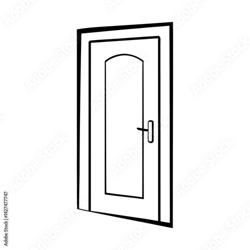 A outline style open door isolated on white