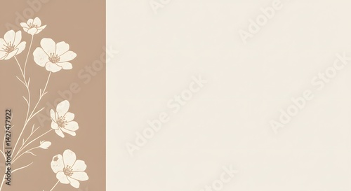 Elegant Floral Design Minimalist Beige and White Flower Illustration