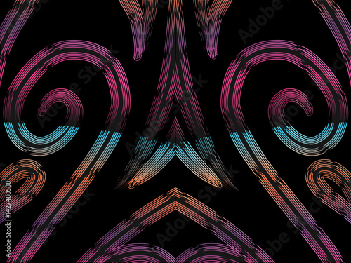 luxury traditional Indonesian Dayak batik design with aesthetic gradient background 