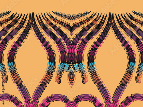luxury traditional Indonesian Dayak batik design with aesthetic gradient background 