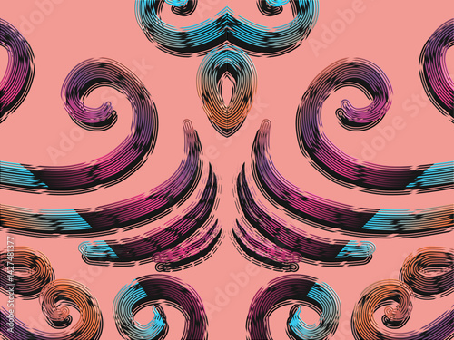 luxury traditional Indonesian Dayak batik design with aesthetic gradient background 