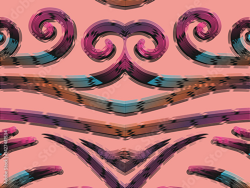 luxury traditional Indonesian Dayak batik design with aesthetic gradient background 