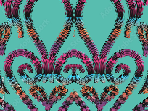 luxury traditional Indonesian Dayak batik design with aesthetic gradient background 