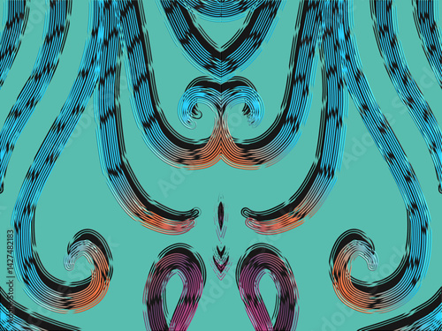 luxury traditional Indonesian Dayak batik design with aesthetic gradient background 