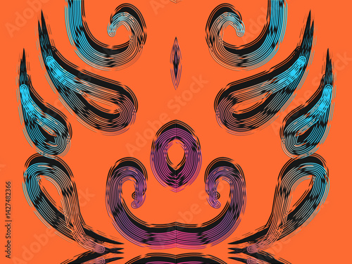 luxury traditional Indonesian Dayak batik design with aesthetic gradient background 