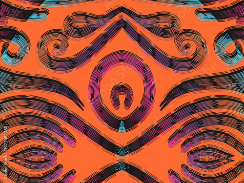 luxury traditional Indonesian Dayak batik design with aesthetic gradient background 