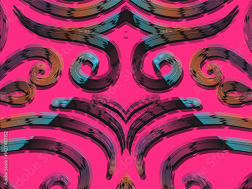 luxury traditional Indonesian Dayak batik design with aesthetic gradient background 
