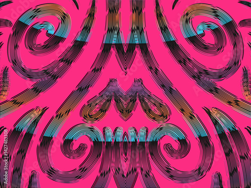 luxury traditional Indonesian Dayak batik design with aesthetic gradient background 