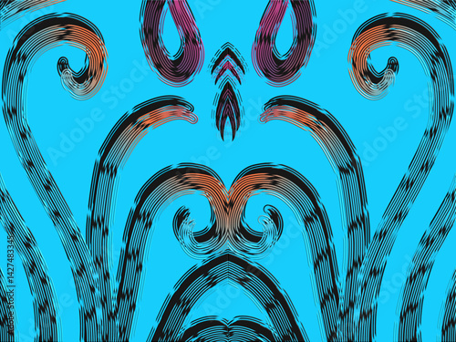 luxury traditional Indonesian Dayak batik design with aesthetic gradient background 