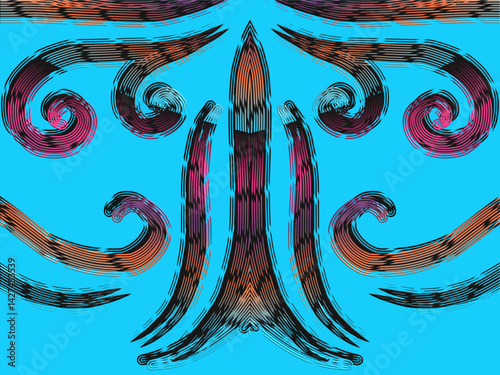 luxury traditional Indonesian Dayak batik design with aesthetic gradient background 