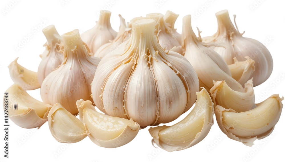 Fototapeta premium Garlic bulbs and cloves closeup