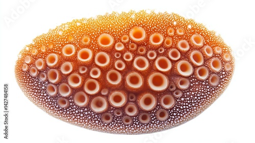 Isolated Orange Sea Biscuit Texture with Ringed Pattern on White Background