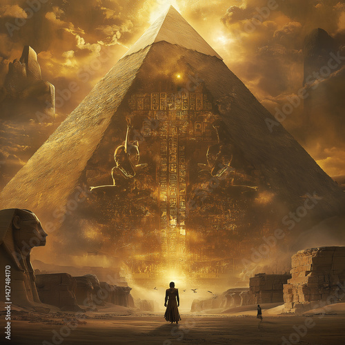 Epic artwork blending ancient Egyptian themes