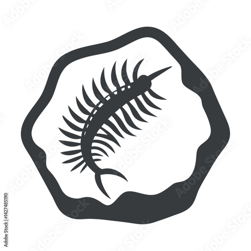 Fossil in stone icon design