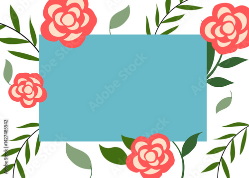 Colorful Floral Frame with Hand-Drawn Style. Perfect for greeting cards, wedding invitations, posters, and social media templates.