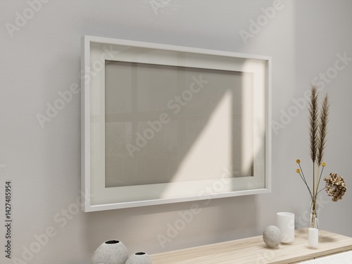 Obraz na plátně Large horizontal photo frames hanging on the wall
