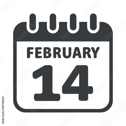 calendar in 14 February icon design
