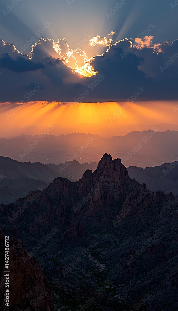 Fototapeta premium Mountain Sunset Rays