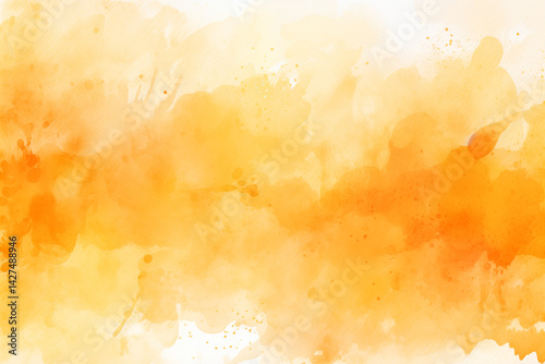 Abstract watercolor painting with shades of yellow and orange creating a soft and blended texture photo