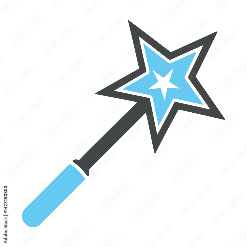 blue and black color magic wand icon design blue and black color magic wand icon design